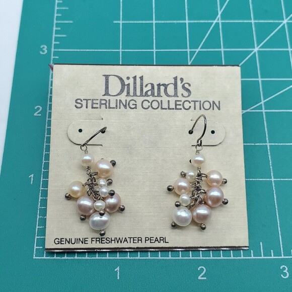 Dillards 925 Silver Freshwater Pearl Dangle Earrings NWT NEW - Picture 5 of 5